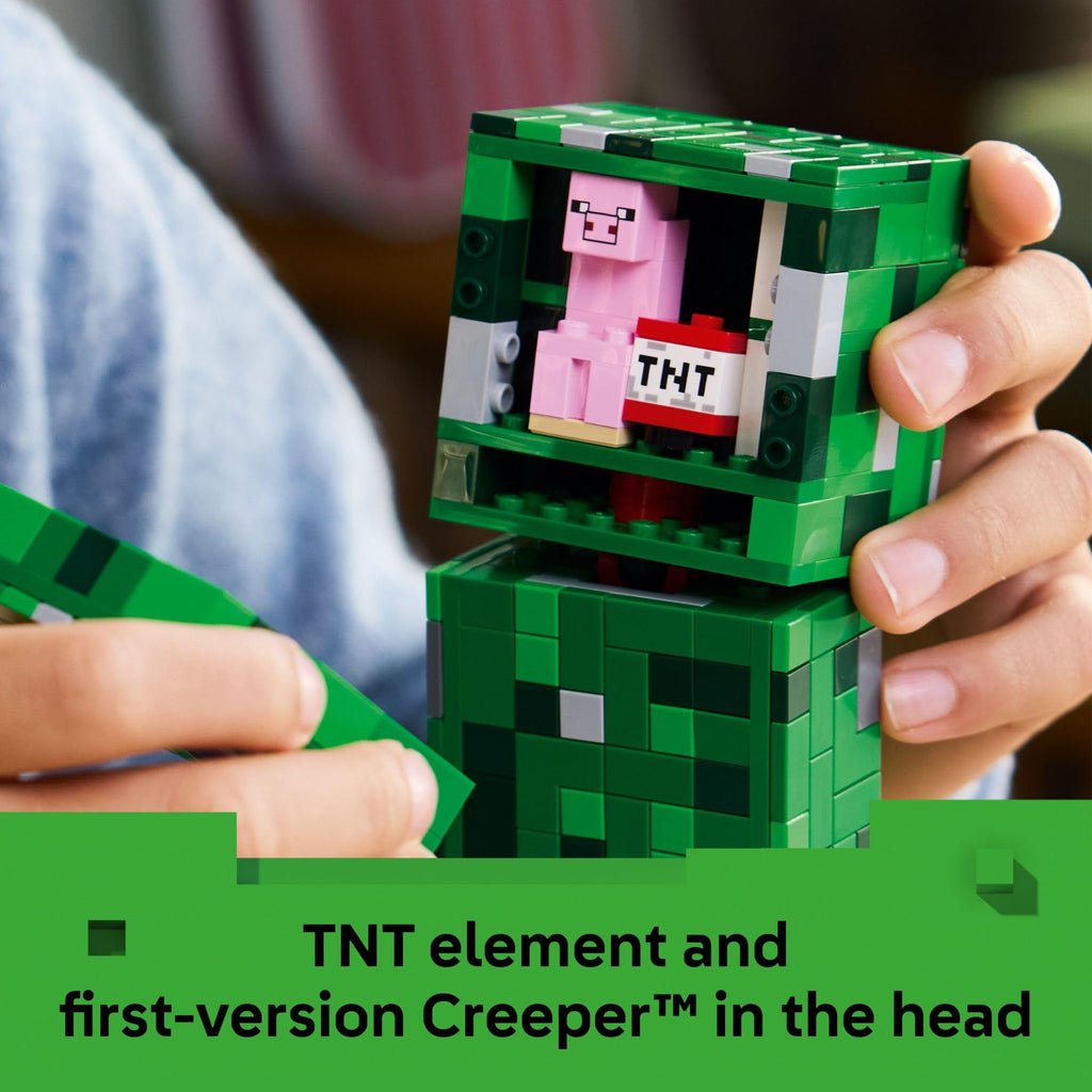 LEGO Minecraft The Creeper Kids Toy - Minecraft Toy for Gaming Fans - Room Decor for Gamers 10 and Up - Poseable Action Figure with 1st Version Minifigure - Gift for Boys and Girls - 21276