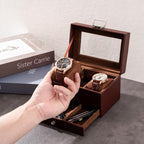 ProCase Watch Box, 3 Slot Watch Display Case with Drawer -Espresso