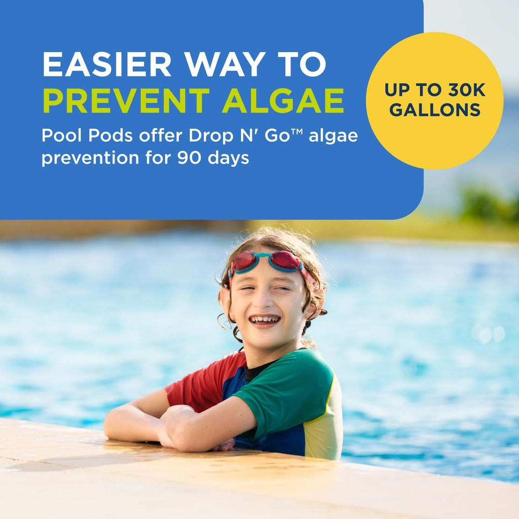 FROG 90-Day Algae Barrier - Dry Formula Algaecide Prevents Black, Green and Yellow Algae for Pools up to 30,000 Gallons - Pool Maintenance & Algae Prevention - 3 Pods