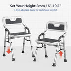 Foldable Shower Chair for Inside Shower with Arms and Back, Shower Chair for Elderly and Disabled with Adjustable Height,Folding Bath Chairs for Seniors,Quick-Assembly & Comfortable