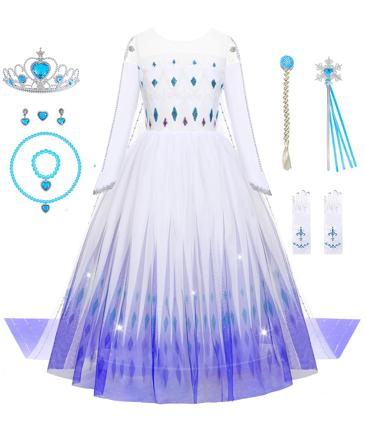Aoiviss Girls Princess Costumes Snow Queen Princess Fancy Dress Up Clothes