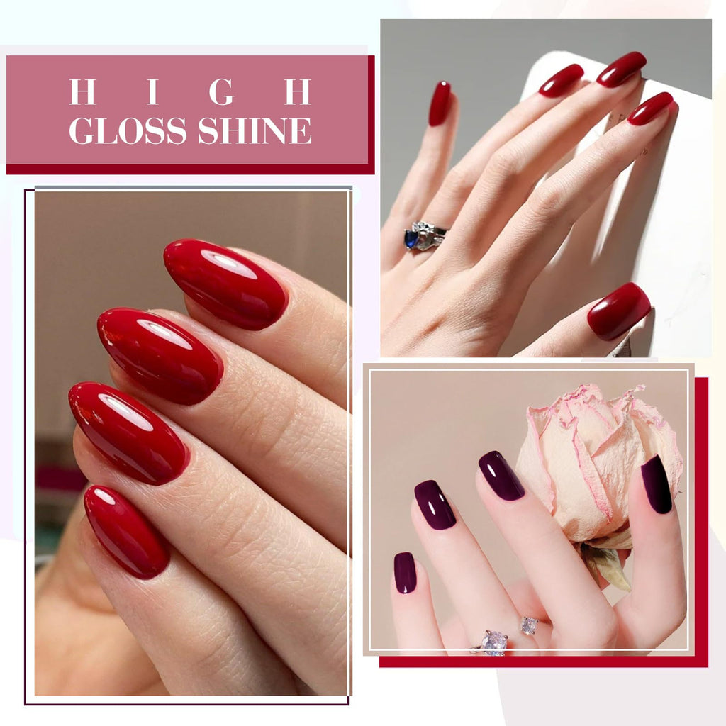 CANNI Dark Red Gel Nail Polish Set, 6Pcs 9ml Burgundy Gel Polish Kit