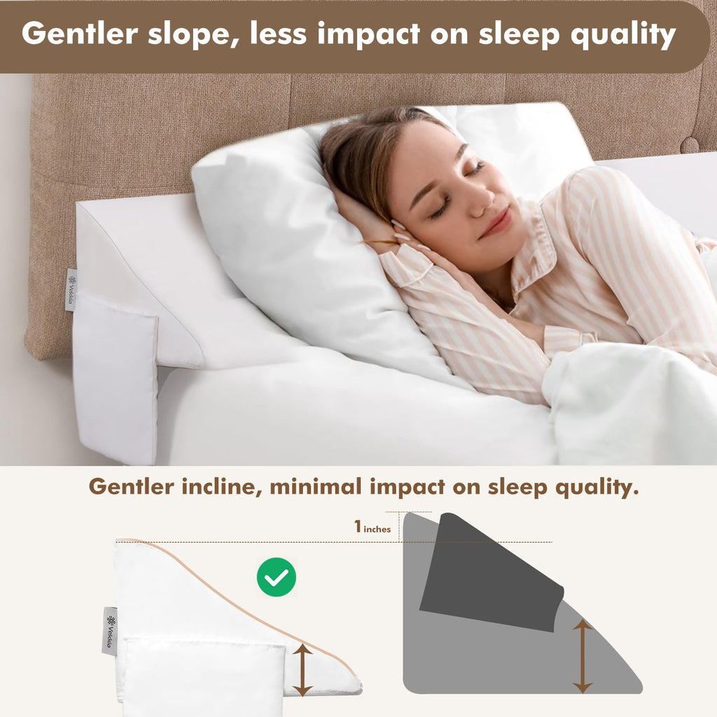 Vekkia King Size Bed Wedge Pillow for Headboard, Mattress Gap Filler,Bed Gap Filler,Triangle Bloster Pillow Close Bed Gap (0-4.5") Between Your Headboard and Mattress, White