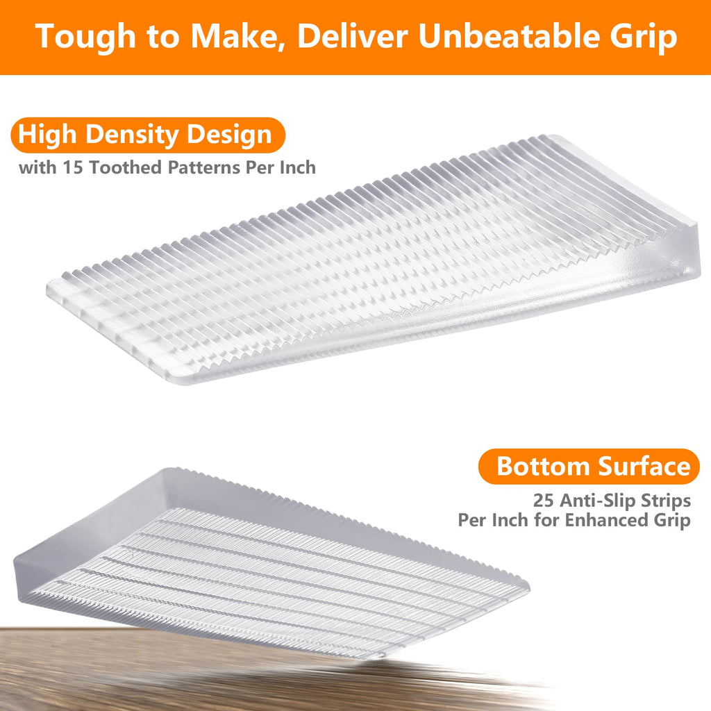 Flexible Plastic Shims 24pcs Kit Size Variety | Clear Leveling Kit for Home Improvement | Furniture Leg Stabilizers | Table & Toilet Shims - Trim-to-Fit Wedges | Stackable Design | Furniture Levelers