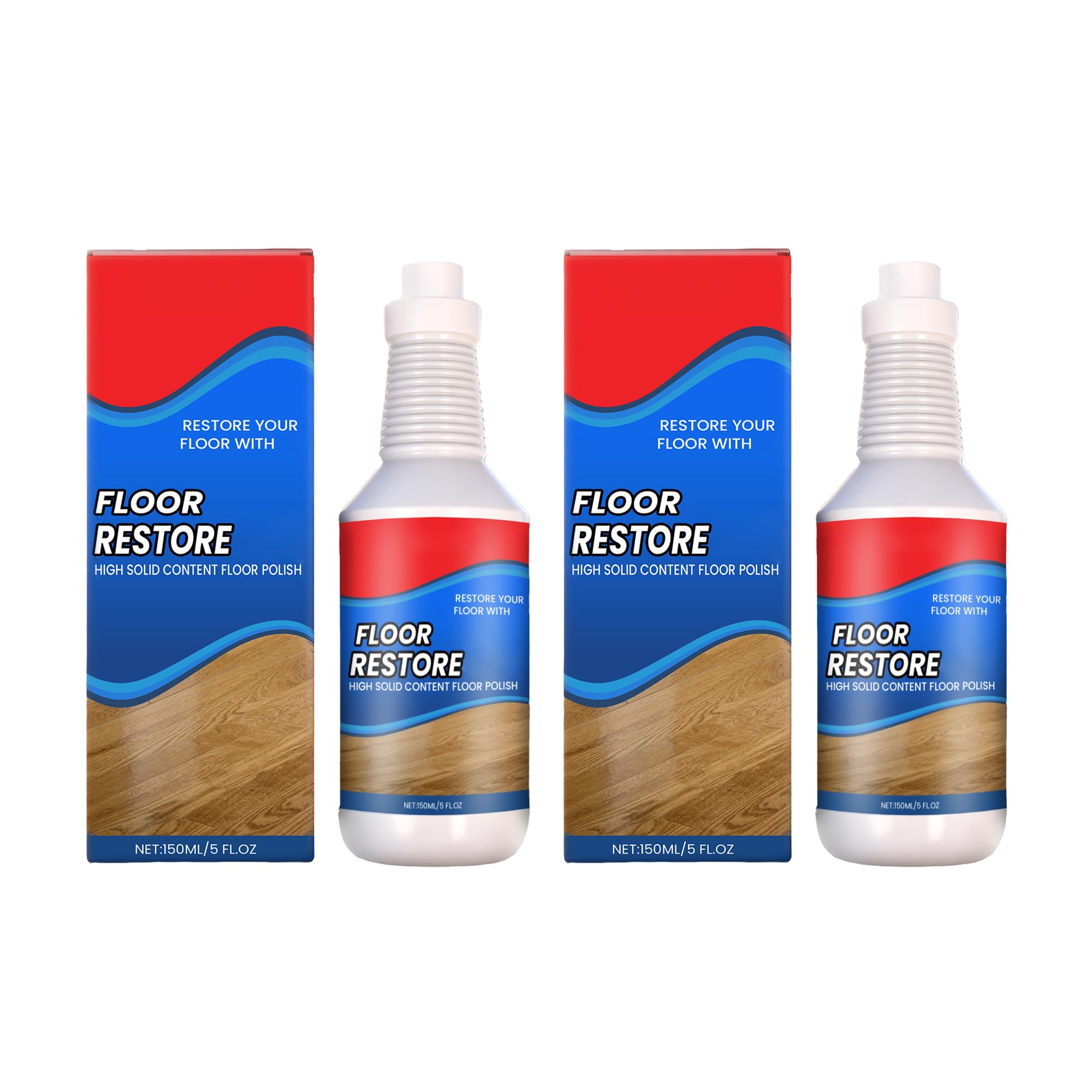 ROVIA Floor Restore Cleaner - Floor Restorer & Polish for Tile, Shine Wood, Laminate, Vinyl, Bamboo - Flooring Protection Agent (2 pcs)