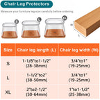 Ansible 24 pcs Rectangle Large Chair Leg Floor Protectors, Furniture Felt Pads Silicone Covers caps for Chairs,Chair Leg Protectors for Hardwood Floors (Fit Length 1-1/2” to 2”,Width 3/4” to 1”)
