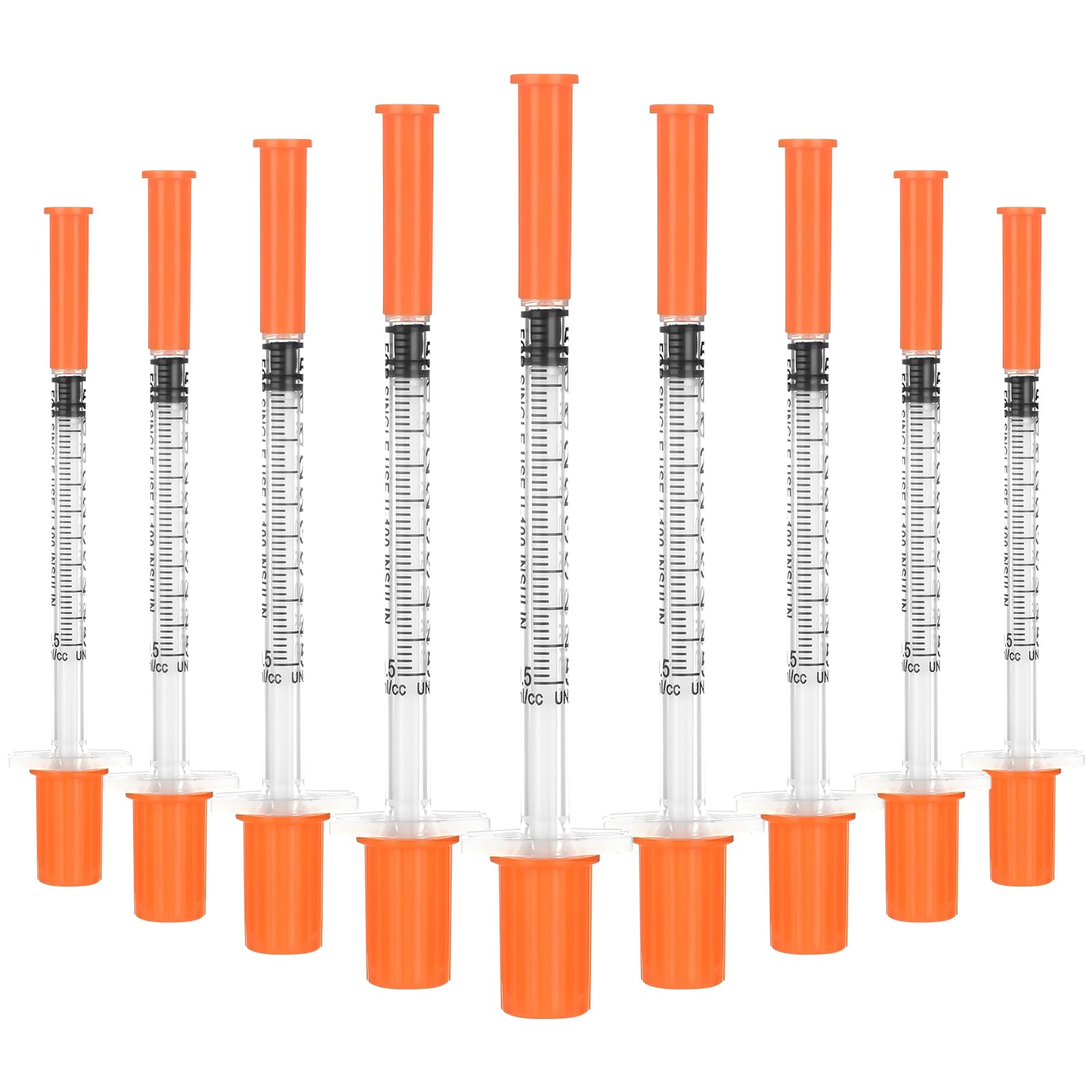 U-100 0.5ml Syringes 32G 1/4"（6mm）, Lab Supplies, Individually Wrapped, Pack of 100