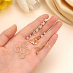 Cartilage Earring Stud for Women 14K Gold Plated Opal Flat Back Earrings