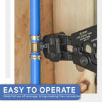 iCrimp Ratchet PEX Cinch Tool with Removing Function for 3/8-in, 1/2-in, 3/4-in, 1-in Stainless Steel Clamp, PEX Crimper with 20PCS 1/2-in, 10PCS 3/4-in PEX Clamps and Pipe Cutter- All in One