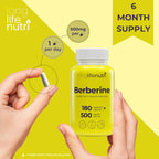 Berberine 500mg HCL Extract – from Berberis Aristata Vulgaris, 180 Vegetarian Capsules, Digestive Supplement for Overall Well-Being, 6-Month Supply, Non-GMO,1000mg per Serving, GMP Certified, USA Made