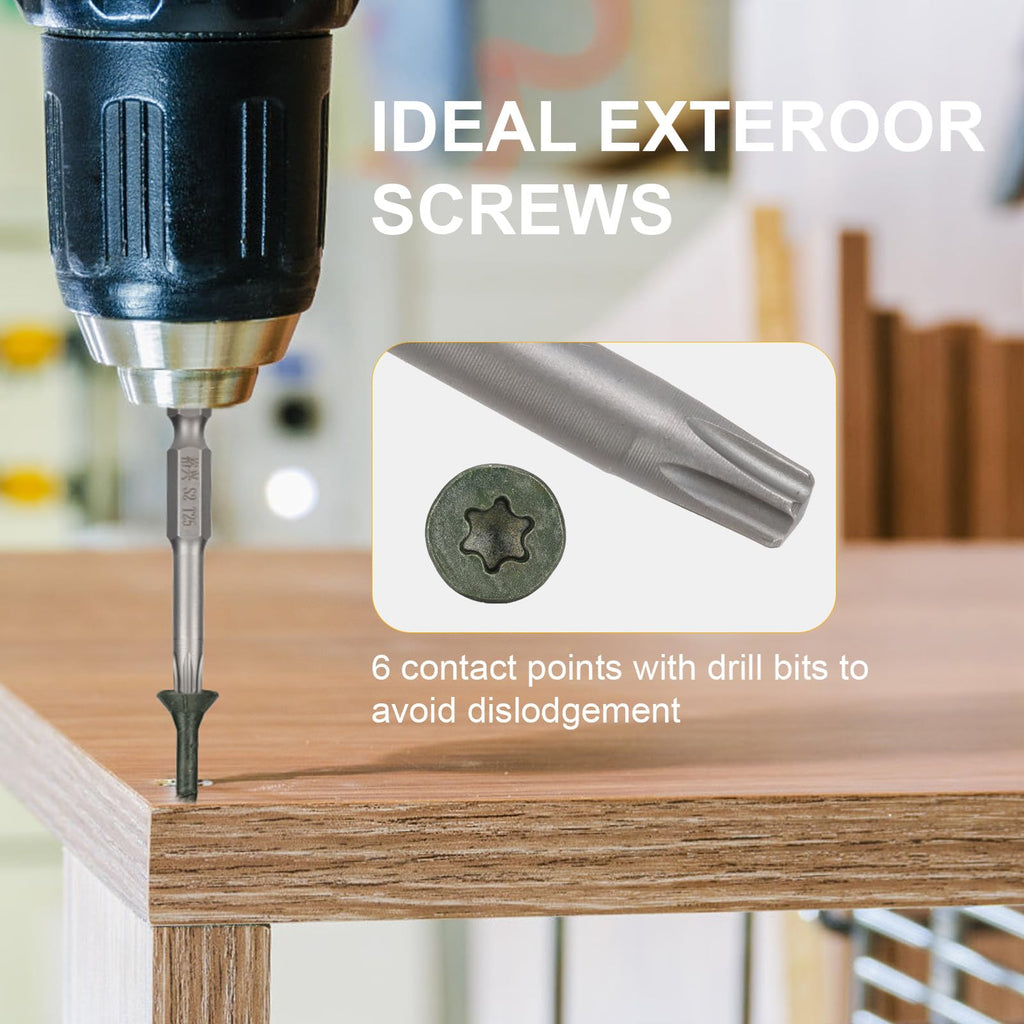Bobibbi Deck Screws #8 x 1-1/2’’, T25 Star Torx Drive Flat Head Wood Screws, Green, 5lb