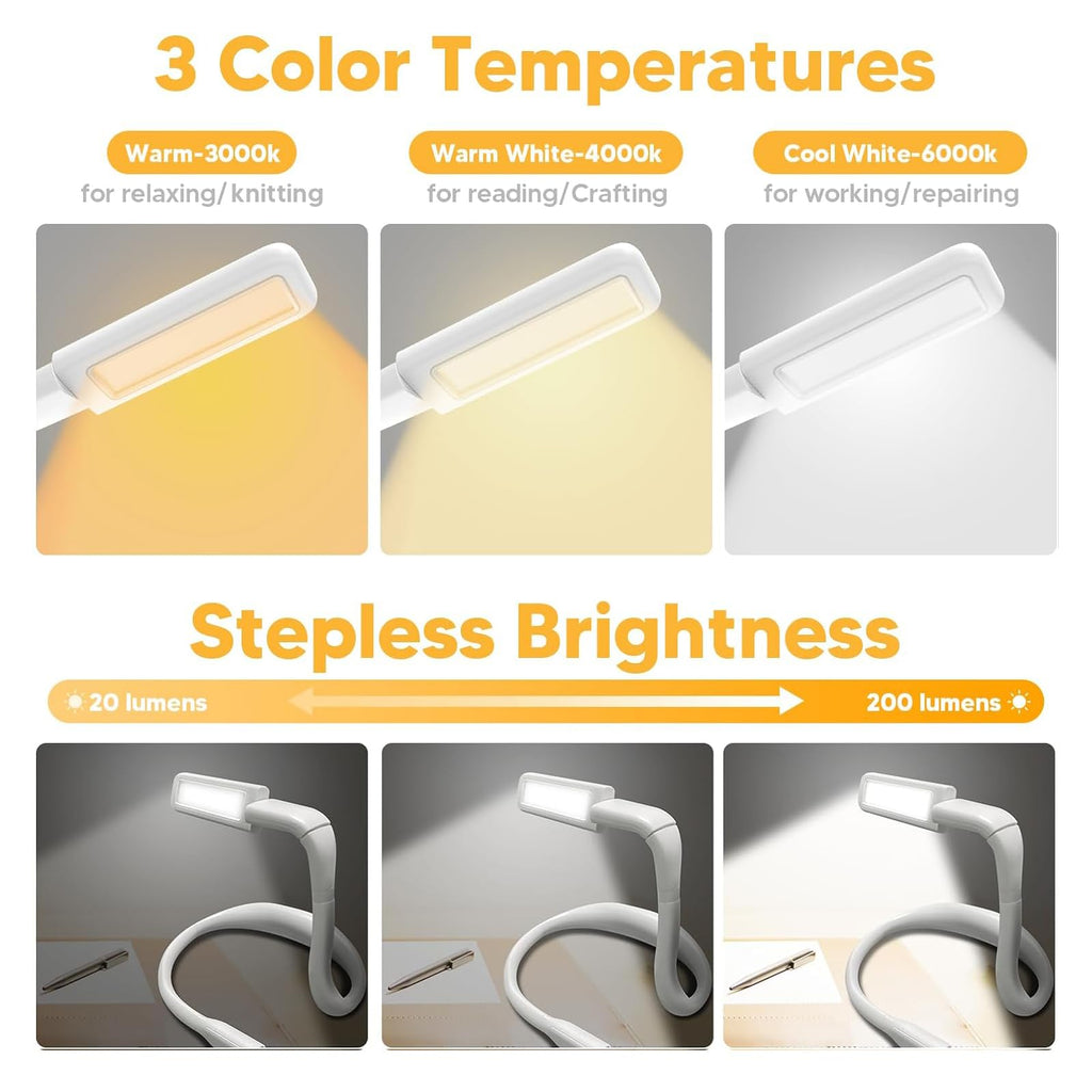 EastPin Neck Light, Rechargeable Book Light for Reading, Bright Dual Lamps
