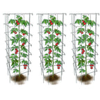 Happy Trees Large Heavy Duty Tomato Cages - Support Trellis for Climbing Vegetables and Plants - 18" x 18" x 58" - Thick Gauge Galvanized Steel, Collapsible Easy Storage, 3-Pack, Made in USA