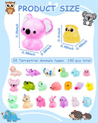 FIVEIZERO 100PCS Luminous Mini Resin Terrestrial Animals Bulk - 20 Styles Glow in The Dark Plastic Tiny Land Animal Figures for Dollhouse, Fairy Garden, Aquarium, Party Favors & DIY Craft Decor