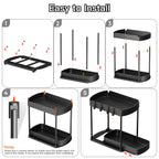 2 Packs Under Sink Pull-Out Storage Organizers, 12.8 Inches, Black