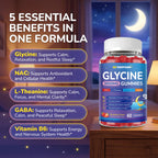 GZ HAOYUAN Glycine Gummies, Glycine 3g Supplements with NAC, L-Theanine, GABA, for Sleep, Relax, Nerve & Brain Support, Sugar Free, Vegan, Strawberr Flavor, 60 Cts