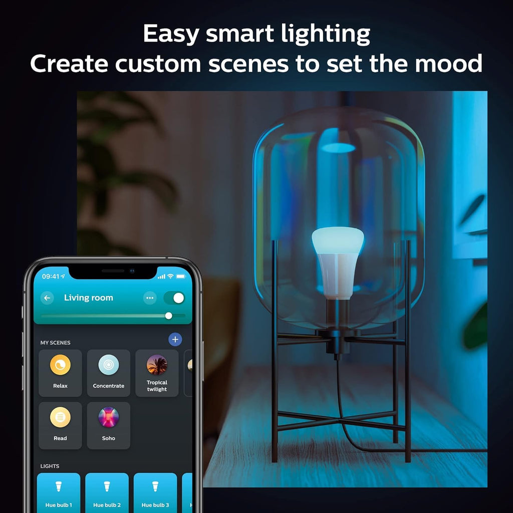 Philips Hue A19 LED Smart Light Bulb 3-Pack - White and Color Ambiance - 60W Indoor Light Bulb - Control with Hue App - Works with Alexa, Google Assistant and Apple Homekit