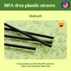 Glotoch Express 1000 PCS Individually Wrapped Black Plastic Straws, 7.75'' Long, 0.24'' Diameter Disposable Drinking Straws for Every Occasion, Party, Made in USA