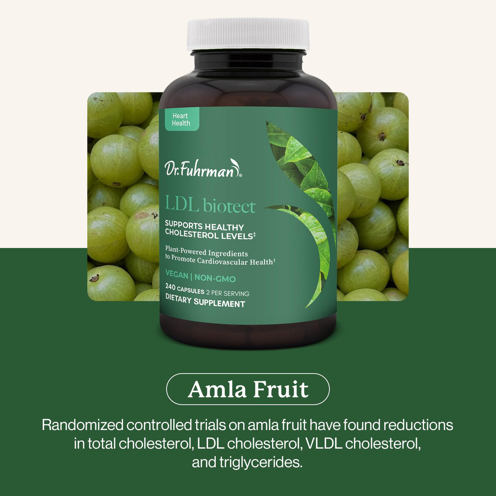 Dr. Fuhrman's LDL Biotect cholesterol lowering supplements | Wholefood & Organic Plant Sterol to help with High cholesterol | Organic pomegranate, amla & chokeberry extracts | 240 caps 60-day Supply