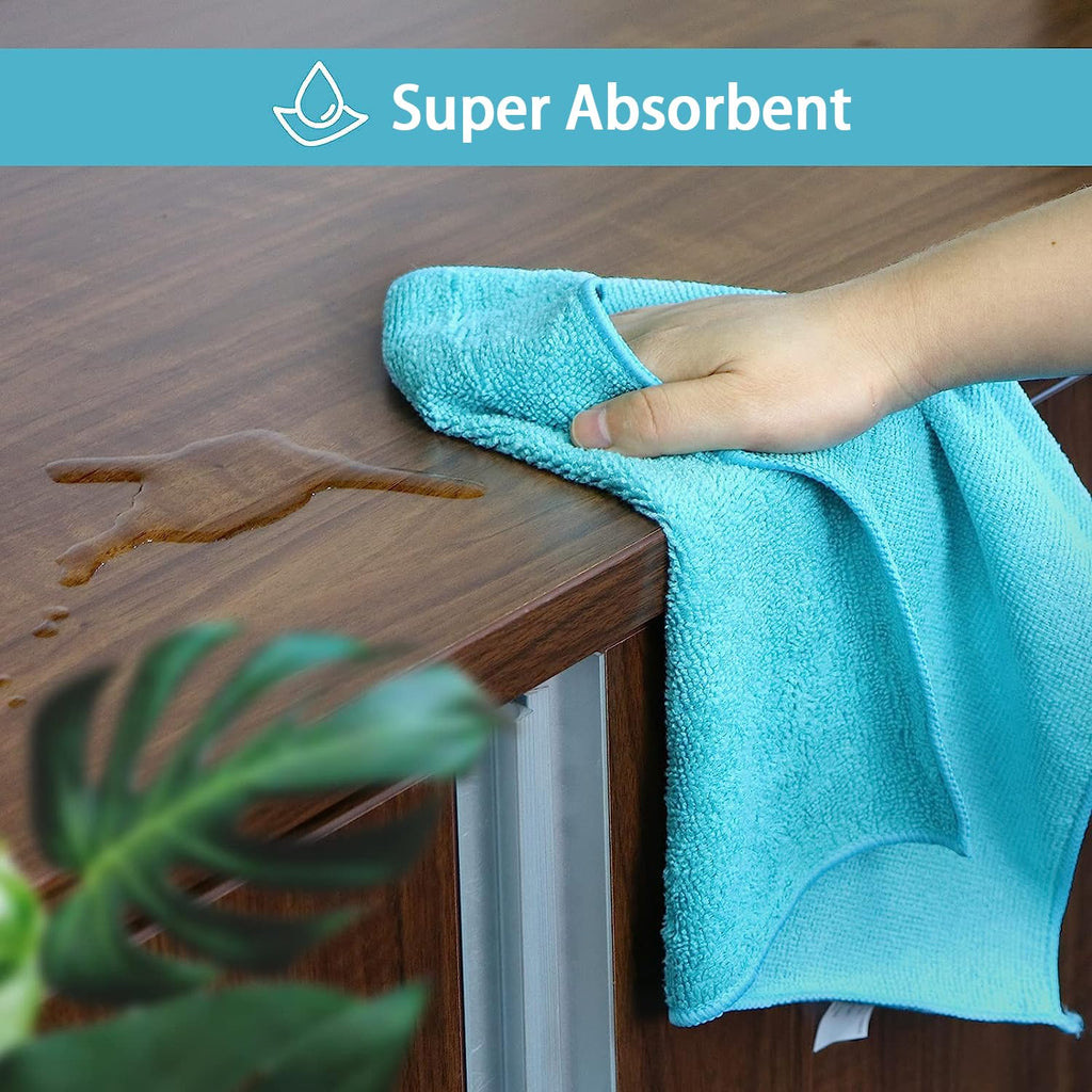 HOMEXCEL Microfiber Cleaning Cloth, 50 Pack Cleaning Rags, Cleaning Towels with 4 Color Assorted, 11.5"X11.5"(Green/Blue/Yellow/Pink)