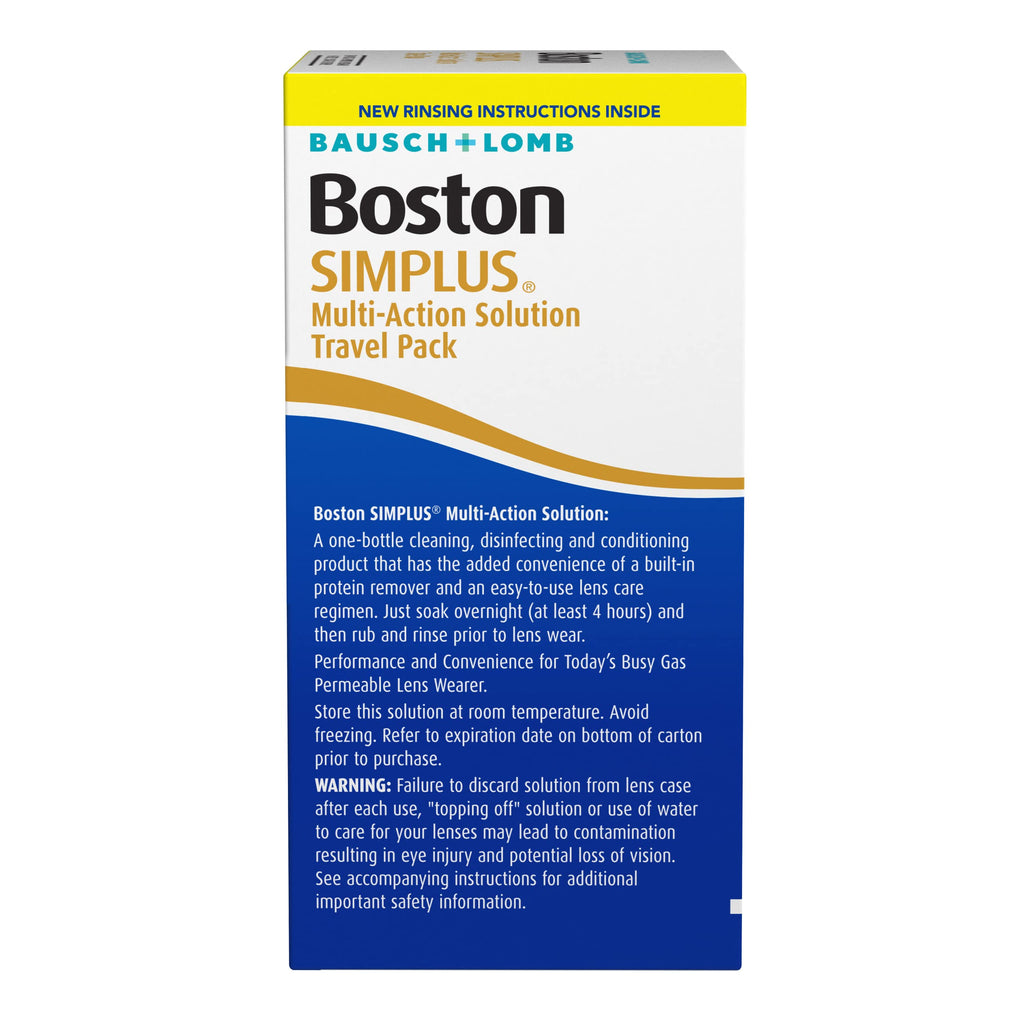 Boston SIMPLUS Multi-Action Solution Travel Kit and Lens Case - from Bausch + Lomb, 1 fl oz (30 mL), Contact Lens Case Included (Pack of 3)