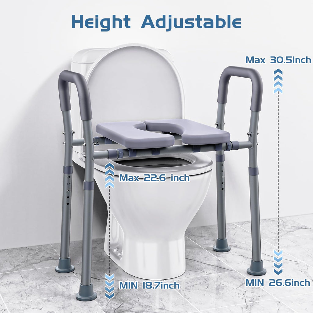 Dedibody Toilet Seat Risers for Seniors, Raised Toilet Seat with Handles, Adjustable Height & Width, Heavy Duty Up to 550lb Handicap Elevated Toilet Seat for Elderly, Pregnant, Fit Any Toilet