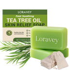 Loravey Antifungal Relief Soap Bar, Tea Tree Oil Soap, Natural Foot & Body Soaps for Healthy Skin,Relief Soap Bar Infused with Tea Tree Oil,Gentle Exfoliating Bar Soap for Men Women,3.5oz (2, 3.5OZ)