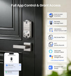 Veise VE017 Fingerprint Smart Door Lock, App Control, 8-in-1 Keyless Entry, Auto Lock, Emergency Power Port, Electronic Touchscreen Keypad, Biometric Smart Locks for Front Door, Satin Nickel