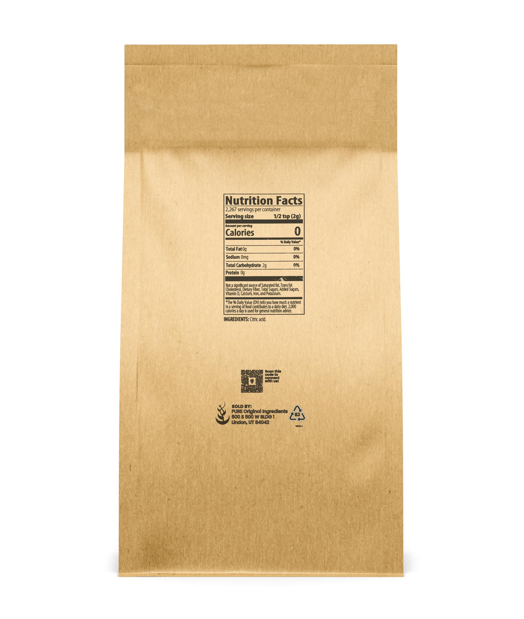 PURE ORIGINAL INGREDIENTS Citric Acid (10 lb) Natural, Food Safe