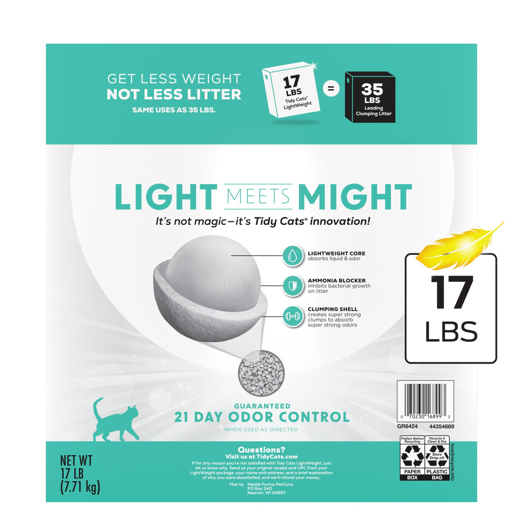 Purina Tidy Cats Low Dust Clumping Cat Litter, LightWeight Free & Clean Unscented, Multi Cat Litter - 17 lb. Box