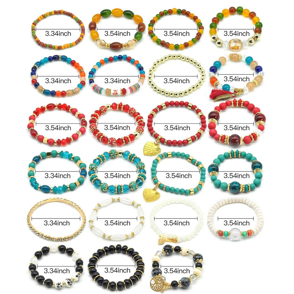 VONRU Bohemian Bracelet Sets for Women 6 Stackable Stretch Bracelets Multi-color Boho Jewelry Hippie Dainty (Bohemian stackable bracelet)