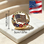 250th Anniversary Enamel Brooch Pin, 1776-2026 Patriotic Floral Star Badg American Birthday Rhinestone Flag Lapel Pin for Independence Day Veterans Souvenir Gift Jewelry (2PCS)