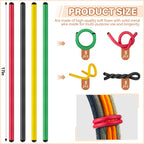 Ninehaoou 20 Pcs 17 Inch EVA Foam Twist Rubber Ties Reusable Bendable Cable Tie Straps Flexible Heavy Duty Twisty Ties for Organizing Cords Bundling (Red,Yellow,Green,Black)