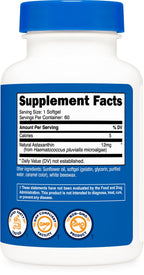 Nutricost Astaxanthin 12mg, 60 Softgels - Non-GMO and Gluten Free (2 Month Supply)
