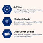 Supmedic Soft Max Disposable Nitrile Exam Gloves, Powder-Free Black 100 (L)