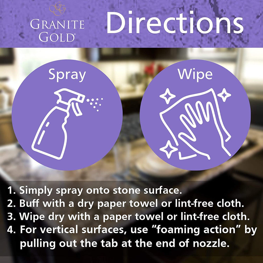 Granite Gold Clean and Shine Spray for Granite, Marble & Other Natural Stone & Quartz Surfaces, 1 x 64 Fl. Oz. & 2 x 24 Fl. Oz., 3-Pack