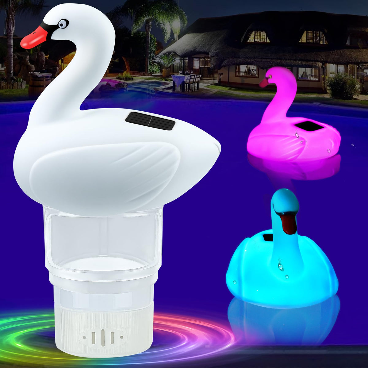 FineBud Pool Chlorine Floater, Solar Swan Chlorine Floater with ...