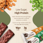 NuGo Slim 24ct Variety - Crunchy Peanut Butter 12 bars & Brownie Crunch 12 bars, 16g Protein, Keto Friendly, Gluten Free, 24 count