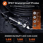 Borescope Dual Lens Endoscope Camera with Light, 4.3" IPS 1920P HD Inspection Camera, 7.9mm IP67 Waterproof with 8+1 Adjustable LEDs, 16.5FT Semi-Rigid Snake Cable for Mechanic, Cool Gadgets for Men