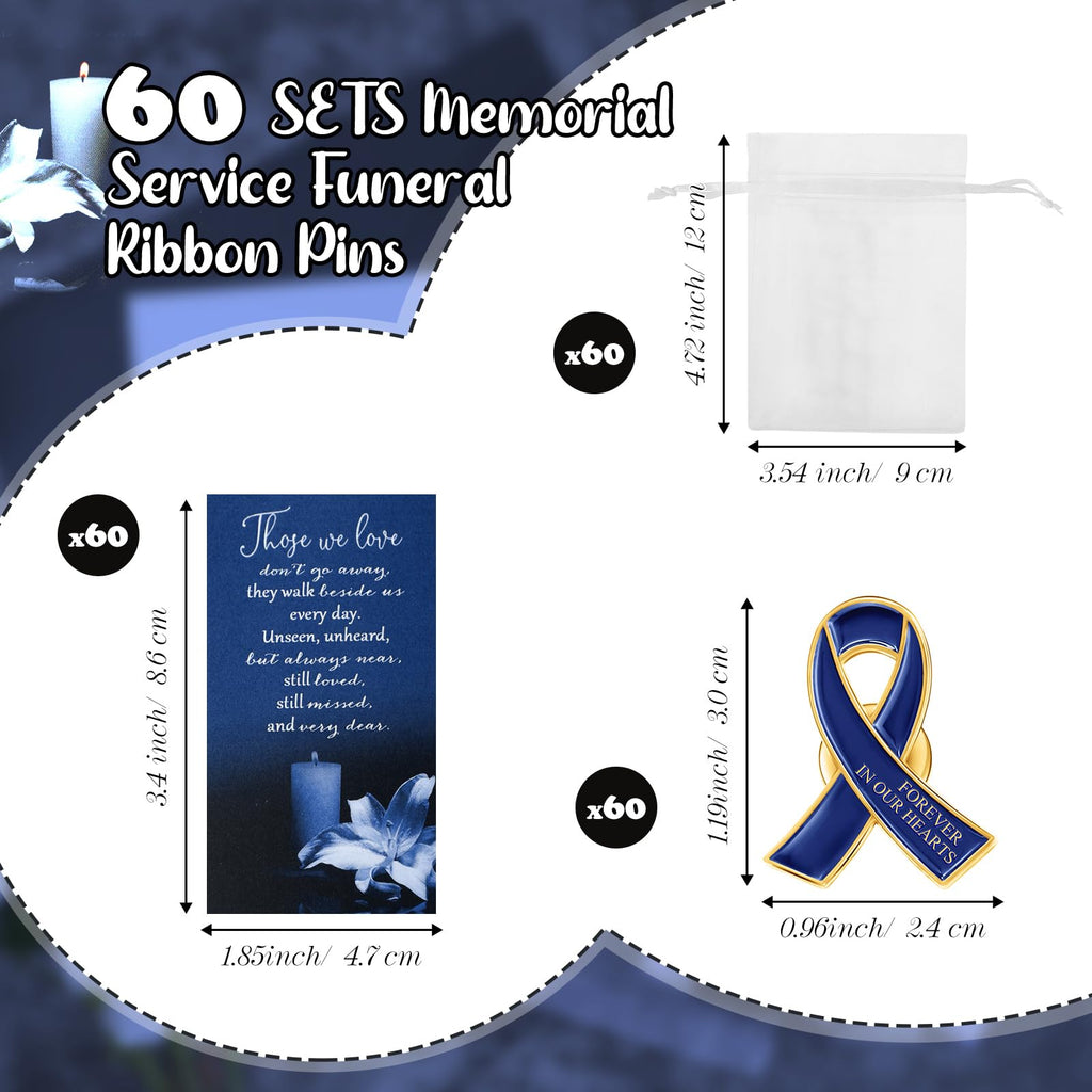 Unittype 60 Set Funeral Ribbon Pins Awareness Lapel Pin,Navy
