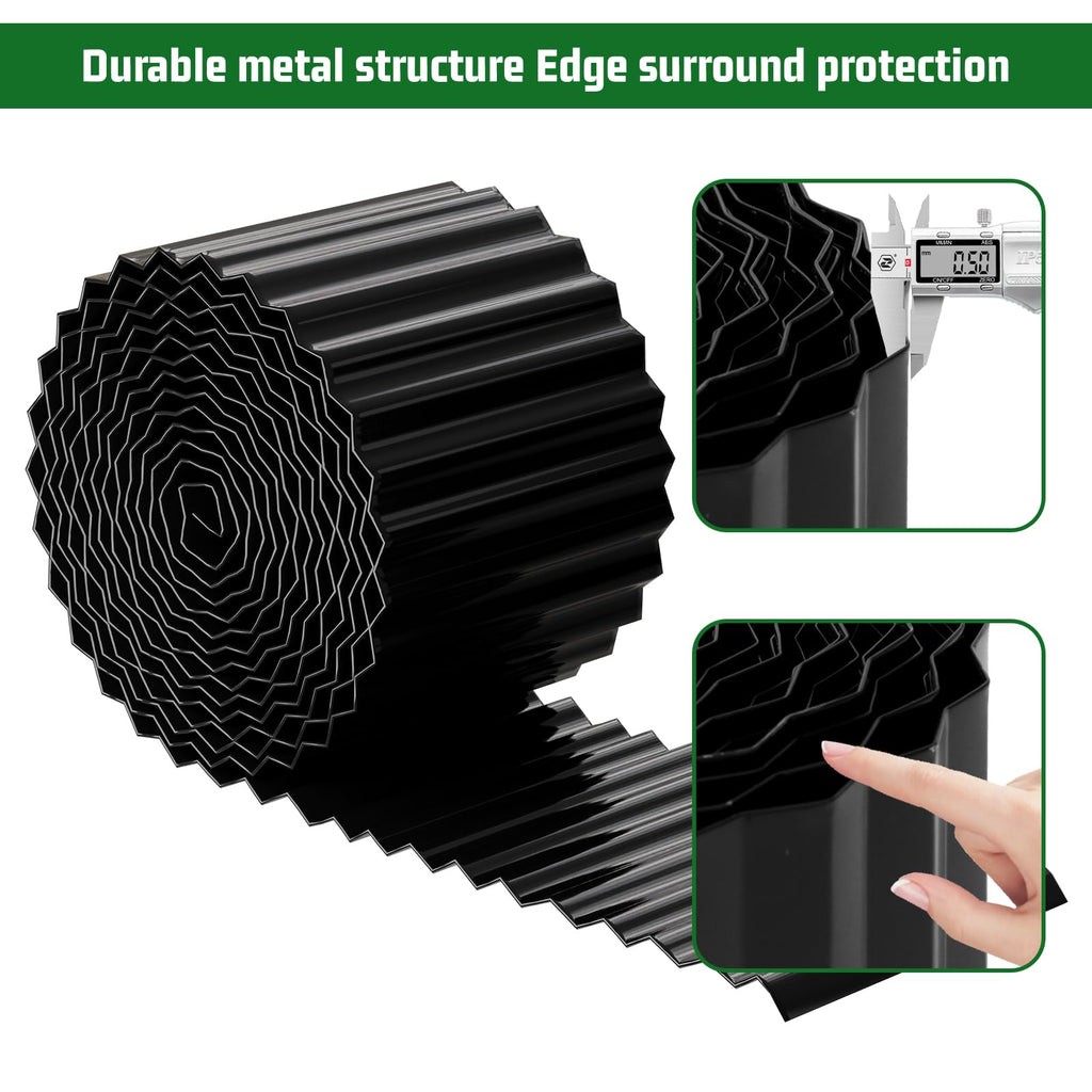 SnugNiture Corrugated Metal Garden Edging,6" x 40' Sturdy Lawn Edging Border,Landscape Edging Border for Lawn, Flower Bed,Garden and Yard