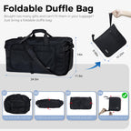 Fmeida 65L Duffle Bag Foldable Travel Duffel Bags for Men Women Travel Bag