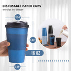 SIUQ 100 Pack 16 oz Coffee Cups with Lids, Disposable Hot Paper Coffee Cups