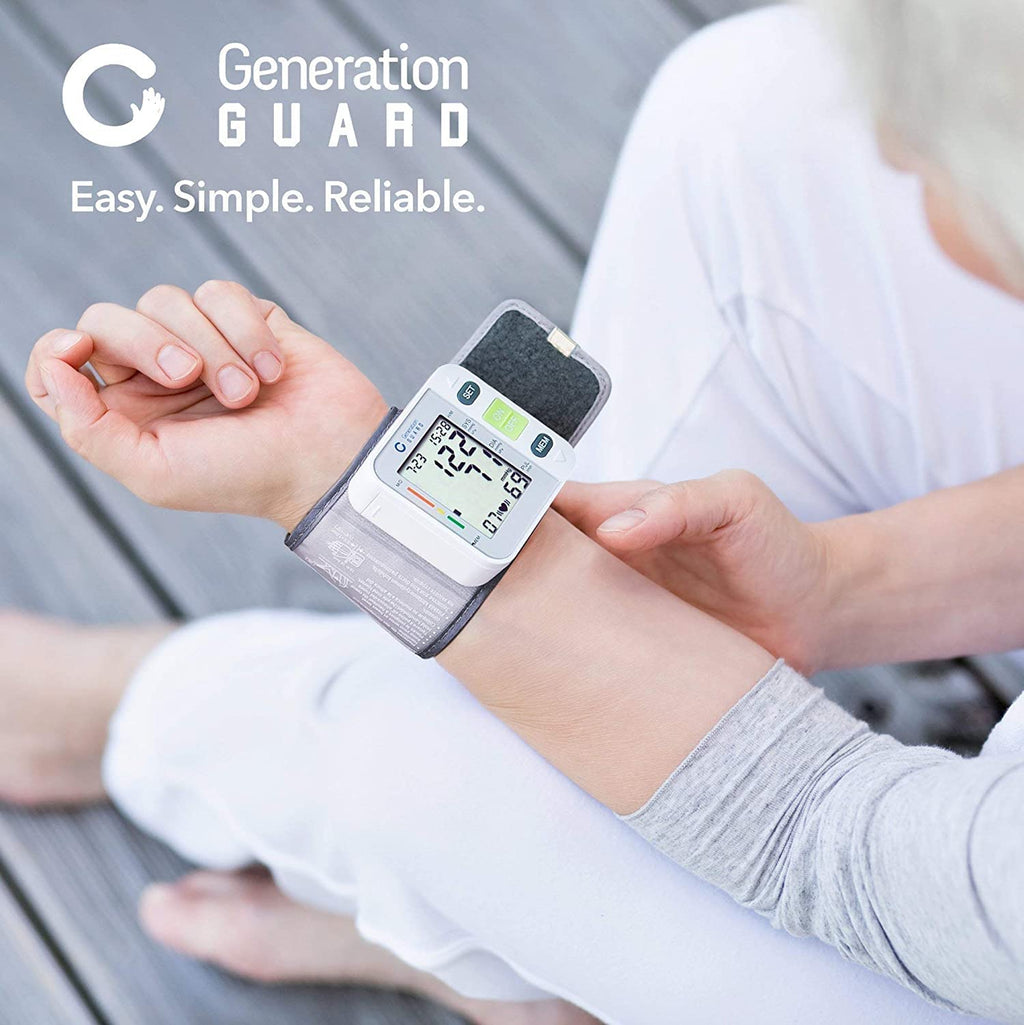 Generation Guard Electronic Wrist BP Monitor - Blood Pressure Wrist Cuff for Home Use - with Carrying Case - GM-500W