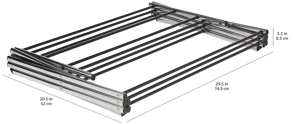 Amazon Basics Foldable Portable Metal Clothes Drying Rack for Indoor Air Drying, Energy Saving, 14.5 x 29.5 x 41.8 inches, Chrome Silver