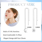 ORAZIO Threader Earrings for Women Stainless Steel Chain Earrings, Silver