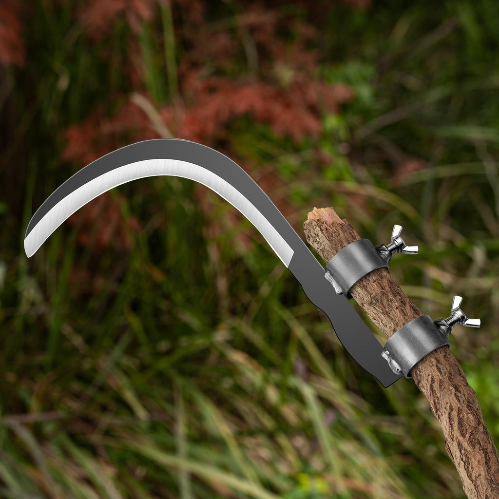 Steel Straw Sickle with Replaceable Wooden Handle Function, Manganese Steel Blade, Handheld Gardening Tools Multipurpose Gardening Weeding Grass and Farming Portable Safety Sickle