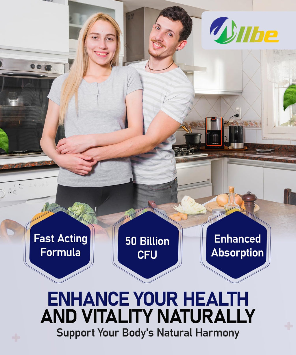Allbe ProbioCan - Probiotic 50 Billion CFU (60 Servings), 11 Strains of Lactobacillus & Bifidobacteria, Supports Digestive Health & Immune Function, Probiotics for Women & Men - Pack of 1