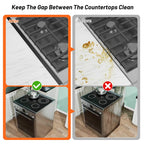 Stainless Steel Stove Gap Covers (2PCS),Stove Gap Filler,Range Trim Kit,Stove Guard for Kitchen Oven Gap Between Stovetop and Counter,Easy Clean Heat Resistant,Adjustable Length 13.8'' to 27.5'',Black