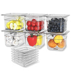 HNEDSEN 6 Pack Plastic Food Pan with Lid 1/6 Size 4 Inch Deep Restaurant Clear Food Storage Containers with lids Polycarbonate Commercial Hotel Pans for Fruits Vegetables Beans Corns (6 PCS, 4'' Deep)